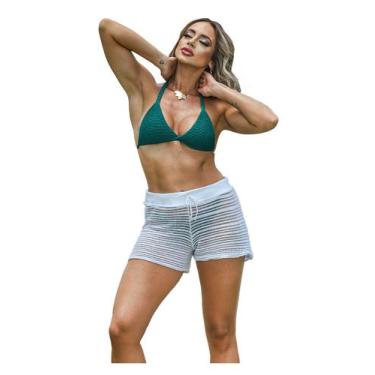 Imagem de Saída de Praia Shorts Feminino Verão Moda tricot Shortinhos - EUC STOR