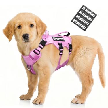 Imagem de WINSEE Peitoral para cães à prova de fuga, refletor sem puxão com alça dupla, colete ajustável para animais de estimação com clipes de coleira frontal e traseira para cães pequenos, médios e grandes