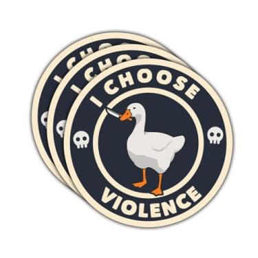 Imagem de (3 peças) Adesivo I Choose Violence Duck – Decalque de vinil meme engraçado com faca, humor negro, à prova d'água – para laptop, telefone, garrafa de água, carro, copo, capacete, para-choque e mais