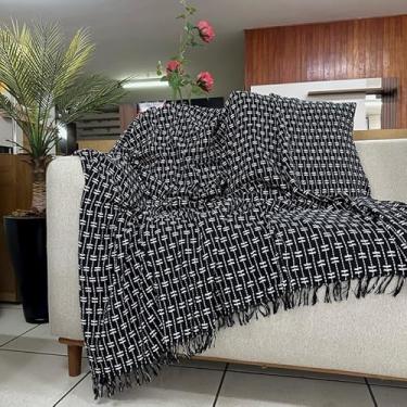 Imagem de Manta para Sofá Capa Protetora 2,40 x 1,80 Gigante Algodão Cama Decorativa Colcha Coberta(Pontilhada Preto e Branco)