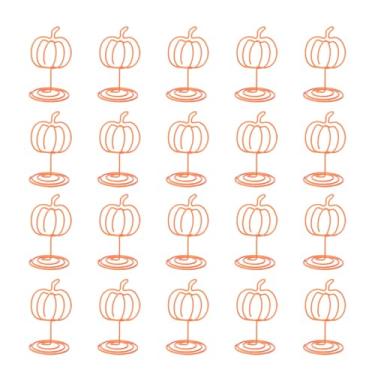Imagem de Tnfeeon Suporte para Números de Mesa, Cartão de Lugar, Imagem de Abóbora, 20 Peças, Suporte de Metal para Outono, para Festa de Ação de Graças, Exibição de Fotos, Decoração, Recepção de (Laranja)