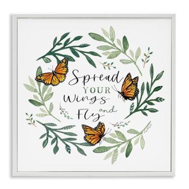 Imagem de Stupell Industries Spread Your Wings Butterflies White Framed Giclee Art, design por Elizabeth Tyndall, 61 x 61 cm