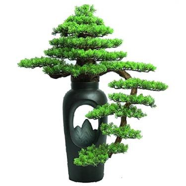 Imagem de Árvore artificial Grande árvore artificial de bonsai, decoração plantas falsas, casa falsa em vaso preto cerâmica para interna