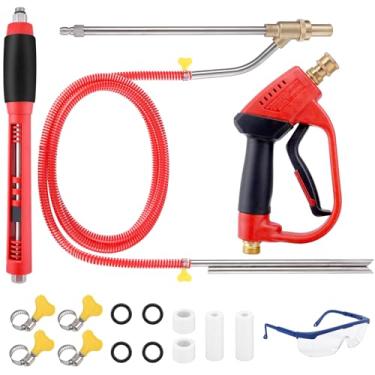 Imagem de Gyfent Kit de pistola de areia de lavadora de pressão com pistola, Blaster de pistola de areia de 5000 PSI para lavadora de pressão com varinha de extensão e bocal de substituição de 4 peças e