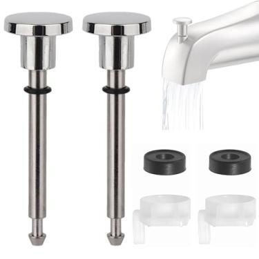 Imagem de ZVJV 2 conjuntos de peças de kit de reparo de desviador de bico de banheira universal, inclui 2 x hastes de válvula de desvio, 2 x vedações de copo e 2 x portões, peças de reposição de reparo de