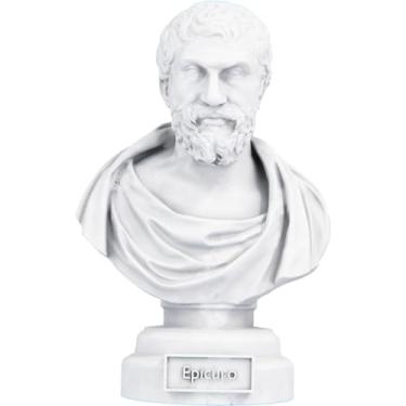 Imagem de Estátua Busto Epicuro de Samos - Filósofo Grego (Cor Mármore)