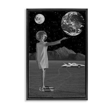 Imagem de Stupell Industries On A Mission Retro Space Black Framed Floater Canvas Wall Art, design por Elo Marc, 78 x 53 cm