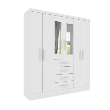 Imagem de Roupeiro Arizona Com Espelho 6 Portas Tcil neve