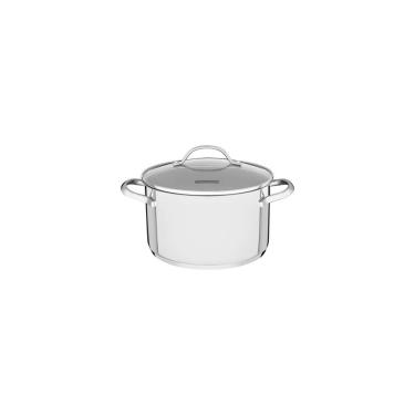 Imagem de Caçarola Funda Tramontina Una Em Aço Inox Com Fundo Triplo E Tampa De Vidro 20 Cm 3,6 L...