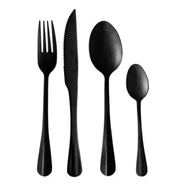 Imagem de Faqueiro de Aço Inox Lyor Positano Preto Luxo  Kit 24 Peças