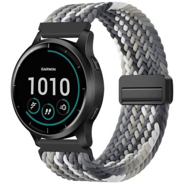 Imagem de IMIVIO Pulseiras magnéticas de nylon trançado de 22 mm compatíveis com Garmin Venu 3/Venu 2, pulseira de substituição elástica ajustável de liberação rápida para Vivoactive 4 de 45 mm/Forerunner 255