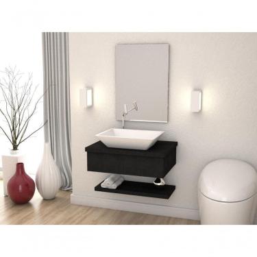 Imagem de Conjunto Bancada C-cuba Messina, Prateleira E Espelheira Metrópole 606 Nogal Preto ônix