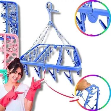 Imagem de Varal Dobrável 24 Prendedores Para Meias E Roupas íntimas