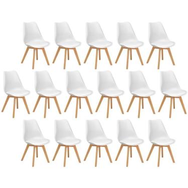 Imagem de Conjunto 16 Cadeiras De Jantar Eames Wood Leda Design Estofada - Branco
