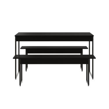 Imagem de Mesa De Jantar Com 2 Bancos Estilo Industrial Tub  Preto ônix / Est.preta