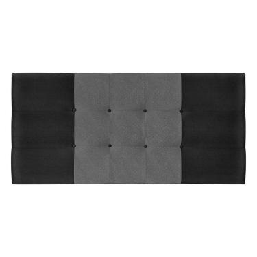 Imagem de Painel Estofado Mini  144 Cm Para Cama Box Quarto Casal Suede Preto/cinza