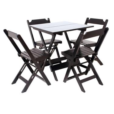 Imagem de Conjunto Dobrável 70 X 70 Com 4 Cadeiras Madeira Maciça Mista