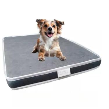Imagem de Colchão Pet Ortopético Caminha Cama P, M e G Premium Para Cães Gatos Cor Cinza 42X60X05/55x75x05/70x1.00x05(M 55x75x05)