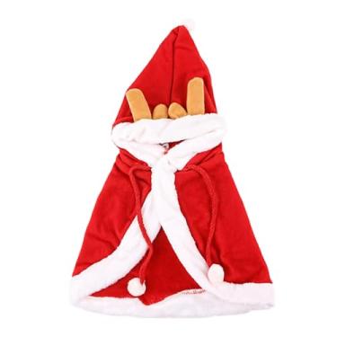 Imagem de Fantasia de Papai Noel, fantasia para animais de estimação, capa de algodão com capuz, roupa festiva para cães pequenos e médios, roupa de Natal e inverno