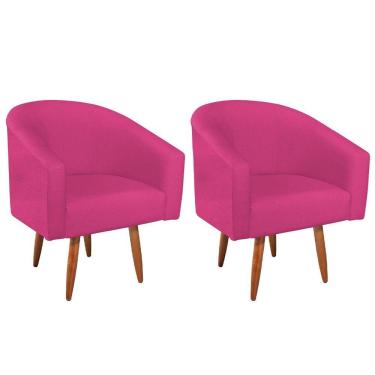 Imagem de Kit 02 Poltronas Decorativas Sala De Estar Recepção Luiza Pés Palito Suede - Amarena Móveis Pink