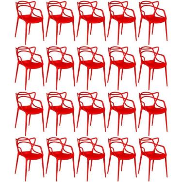 Imagem de Kit 20 Cadeiras De Jantar Allegra Design Empilhável - Vermelho