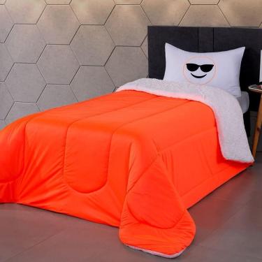 Imagem de Coberdrom Edredom Solteiro Fluorescente Porta Bordado - Laranja