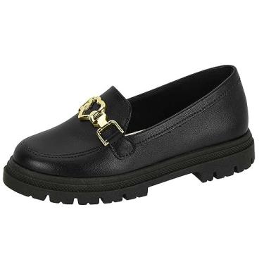 Imagem de Sapato Mocassim Loafer Infantil Menina Molekinha Com Fivela Preto 32