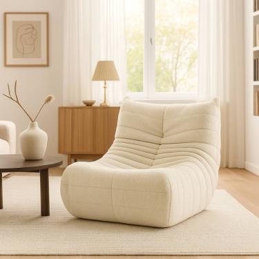 Imagem de Poltrona Togo Pluff Prensada em Bouclé Luxo Design Moderno Conforto Premium Montagem Instantânea