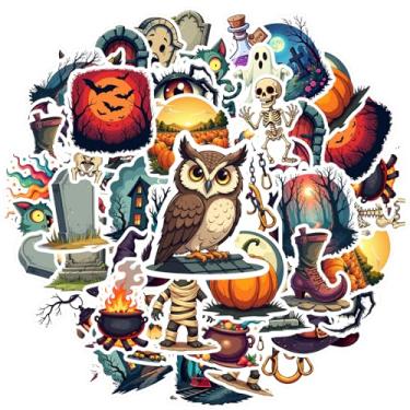 Imagem de 35 peças Adesivos de Halloween Fantasma Esqueleto Bruxa Abóbora Brinquedo Professor Recompensa Adesivos Festivos para Laptop Motocicleta Bagagem Telefone Guitarra DIY Bicicleta Skate Laptop Decoração