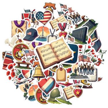 Imagem de 35 peças adesivos patrióticos militares de honra patriótica comemoração de professores adesivos de recompensa crachá para telefone faça você mesmo, guitarra, notebook, mala, copo faça você mesmo