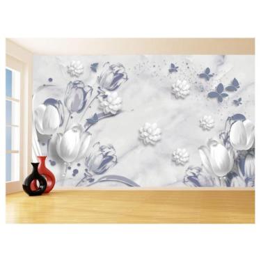 Imagem de Papel De Parede 3D Floral Textura Sala Flores 3,5M Xfl358 - Você Decor