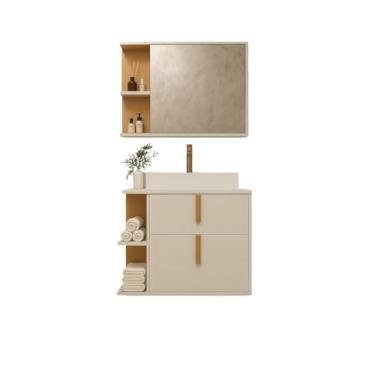 Imagem de Kit Armário Organizador Gabinete P/Banheiro Com Espelheira E Star 2 Portas(Argos Off White Com Nature)