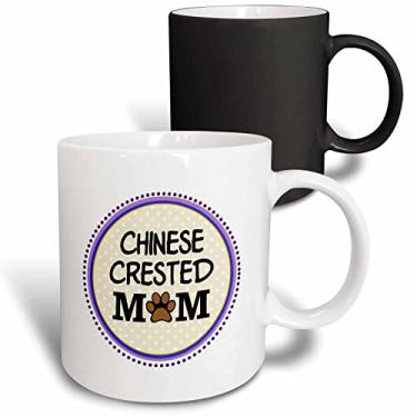 Imagem de 3dRose Caneca de crista chinesa para mãe de cachorro, 325 ml, preto/branco