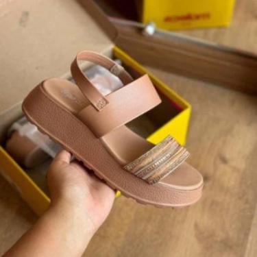 Imagem de Sandália Feminina Moleca Tratorada Tiras Grossas Brilho Intenso-Feminino