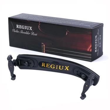 Imagem de REGIUX Descanso de ombro profissional para violino, preto, para violinos de tamanho 4/4-3/4, altura e ângulo ajustáveis