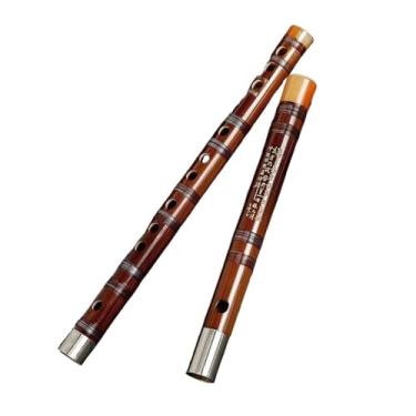 Imagem de Flauta de bambu de madeira, conector duplo, duas seções, nível de desempenho elementar, melodia, instrumento musical nacional, cor original (plugue duplo de cobre branco)