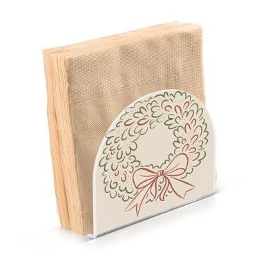 Imagem de ATTX Porta-guardanapos de Natal acrílico com design de arco de guirlanda de férias - organizador de mesa decorativo para cozinha, restaurante, decoração de férias de casa #269