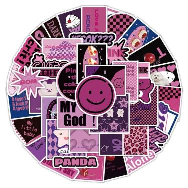 Imagem de Adesivos 60 unidades/lote de vinil impermeável rosa e roxo