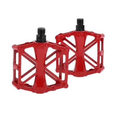 Imagem de A ABSOPRO Pedal de bicicleta de liga de alumínio universal para bicicleta pedal plano sem tiras refletoras vermelho ajuste 14 mm pedal de bicicleta antiderrapante para bicicletas de estrada BMX MTB 1