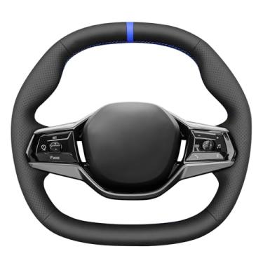 Imagem de MEWANT Capa de volante de couro branco costurado à mão para série 5 G60 (Sedan) 2023-2025/G61 (Touring) 2023-2025/i5 G60 (Sedan) 2023-2025/G61 (Touring) 2023-2025