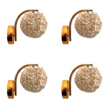 Imagem de Kit 4x Arandela Lustre De Cristal Dourada Com Troca De Cor No Interruptor Bivolt