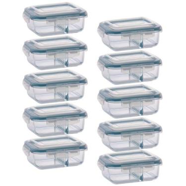 Imagem de Conjunto Com 10 Potes 640ml Divisória Hermético Marmita - QUALITY HOUS