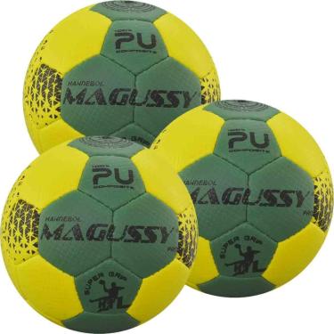 Imagem de Kit C/ 3 Bolas Magussy Handebol Profissional PU Super Grip H1L-Unissex