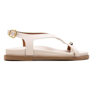 Imagem de Sandalia Papete Flat Feminina - Sandalia de Tiras Luxo Tendencia Moda (Off White, BR, Adulto, Numérico, 36)
