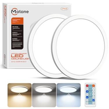 Imagem de Matane Pacote Com 2 Luminárias De Teto Led Sensor Movimento E Controle Remoto, 12" Fio, Montagem Embutida, 3000K, 4000K, 5000K, 2400Lm, Regulável Para Ambientes Internos, Armários, Corredores, Lavan