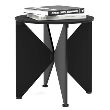 Imagem de Klippehop Mesa lateral redonda de acrílico em forma de borboleta, pequena mesa de centro minimalista de meados do século, mesa de canto com detalhes modernos, mesa de cabeceira para quarto, sala de