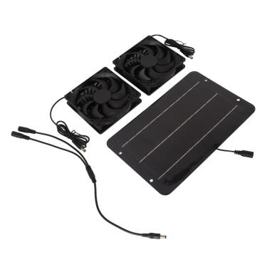 Imagem de GLOGLOW Kits de Ventiladores Movidos a Energia Solar, Painel Solar Externo de Alta Eficiência, de Exaustão Duplo de 10 W 12 V para Estufa, Casa de Animais de Estimação, Trailer e Muito Mais