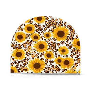 Imagem de CEBUGI Porta-guardanapos para mesas porta-guardanapos de acrílico com estampa de leopardo girassóis porta-guardanapos de papel para decoração de festa de jantar de cozinha