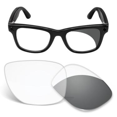 Imagem de Lentes de substituição de 1,5 mm compatíveis com óculos de sol inteligentes Ray-Ban Meta Wayfarer (Gen2) RW4012 53 mm - Cinza fotocromático