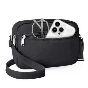 Imagem de Bolsa transversal pequena para mulheres, mini bolsa transversal inchada, bolsa de ombro, carteira de viagem com compartimentos de bloqueio de RFID, Preto, Small